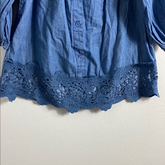 Blue Puff Sleeve Blouse with Embellished Details unique spectrum - Picture 2 of 7